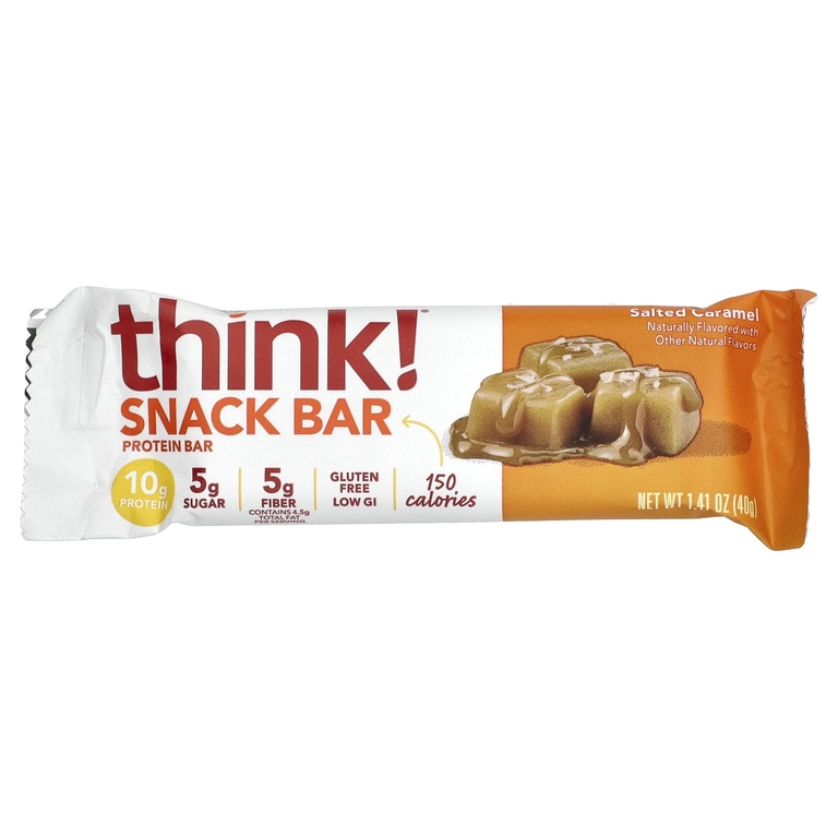 Think !, протеиновый батончик, соленая карамель, 10 батончиков по 40 г (1,41 унции)