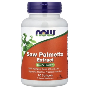 NOW Foods, экстракт серенои, с маслом из семян тыквы и цинком, 160 мг, 90 капсул