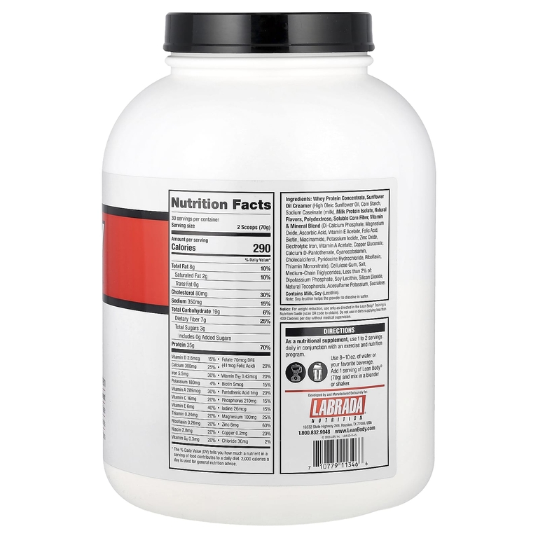 Labrada Nutrition, протеиновая смесь для приготовления коктейля, ваниль, 2100 г (4,63 фунта)