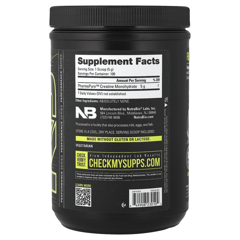 NutraBio, микронизированный моногидрат креатина, 500 г (1,1 фунта)
