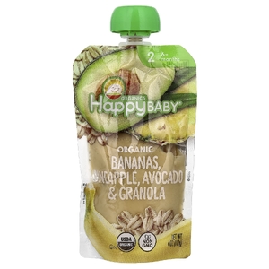Happy Family Organics, органическое детское питание, для детей от 6 месяцев, бананы, ананас, авокадо и гранола, 113 г (4 унции)