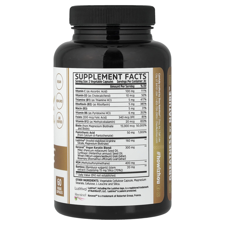 Zhou Nutrition, формула роста волос, 60 вегетарианских капсул