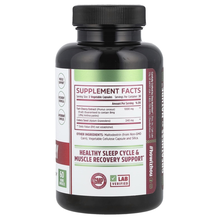 Zhou Nutrition, экстракт вишни и семена сельдерея, 60 вегетарианских капсул