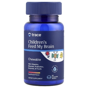 Trace, питательная поддержка мозга для детей, со вкусом фруктового пунша, 60 жевательных вафель