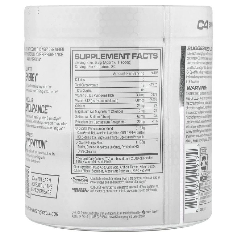 C4 / Cellucor, предтренировочный комплекс, со вкусом арбуза, 201 г (7,1 унции)