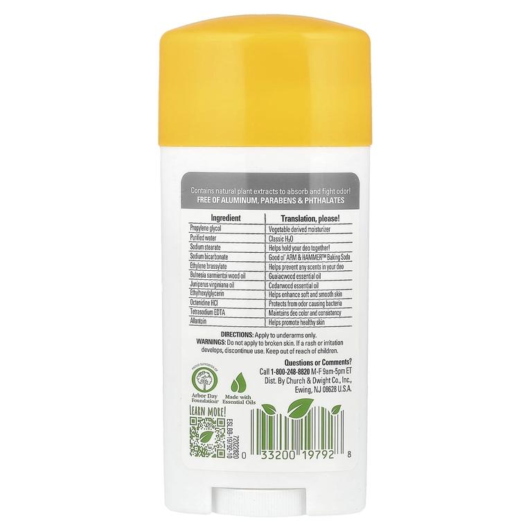 Arm & Hammer, дезодорант, без искусственных ароматизаторов, 71 г (2,5 унции)