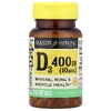 Mason Natural, Витамин D3, 10 мкг (400 МЕ), 100 мягких таблеток (Товар снят с продажи) 