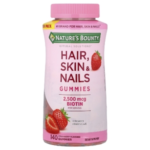 Nature's Bounty, Optimal Solutions®, жевательные таблетки для здоровья волос, кожи и ногтей, со вкусом клубники, 140 жевательных таблеток