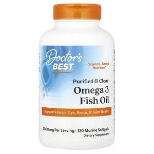 Doctor's Best, очищенный и прозрачный рыбий жир с омега-3, 120 капсул из рыбьего желатина (1000 мг в 1 капсуле)
