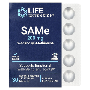 Life Extension, S-аденозилметионин, 200 мг, 30 вегетарианских таблеток, покрытых кишечнорастворимой оболочкой