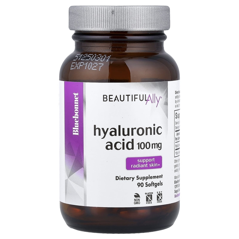 Bluebonnet Nutrition, гиалуроновая кислота, 100 мг, 90 желатиновых капсул