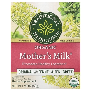 Traditional Medicinals, оригинальный чай с фенхелем и пажитником, без кофеина, 32 чайных пакетика в упаковке, 56 г (1,98 унции)