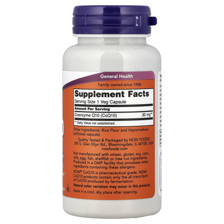 NOW Foods, коэнзим Q10, 30 мг, 120 растительных капсул