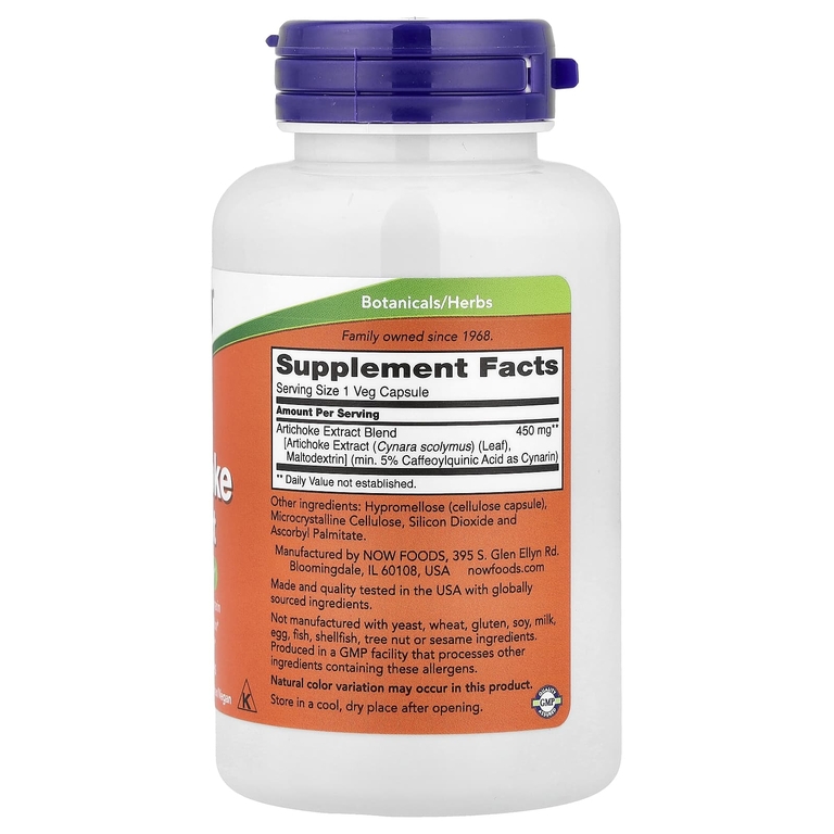 NOW Foods, экстракт артишока, 90 растительных капсул (450 мг в 1 капсуле)
