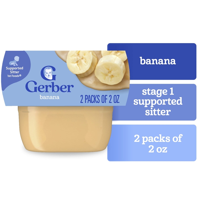 Gerber, 1st Foods®, поддерживаемый снек, со вкусом банана, 2 шт. в упаковке, 56 г (2 унции) (Товар снят с продажи) 