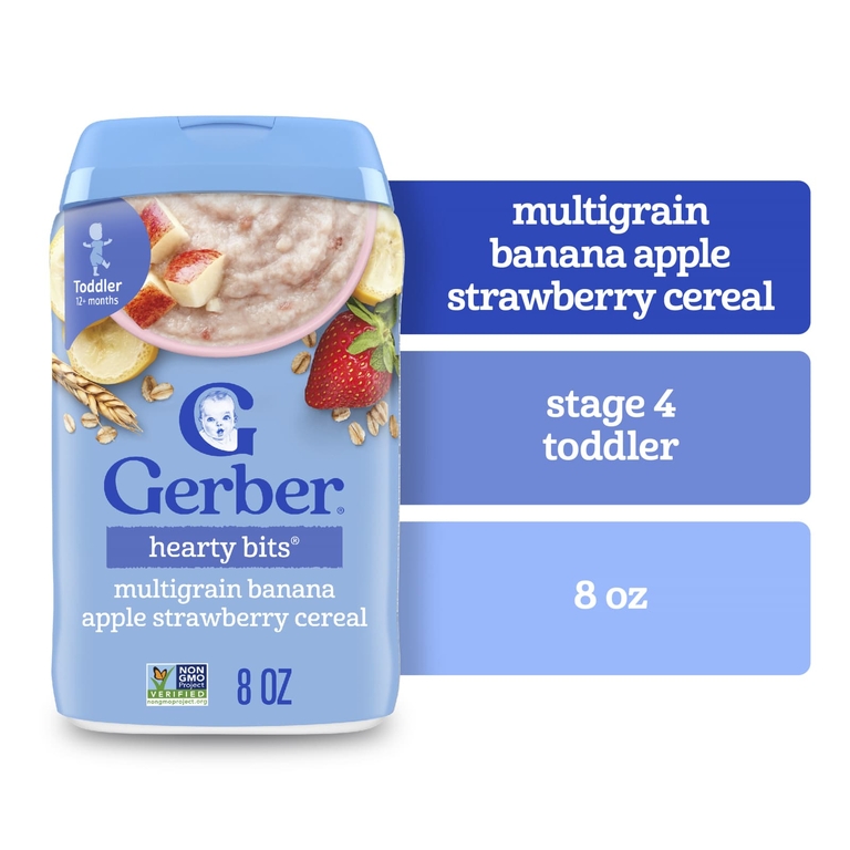 Gerber, мультизлаковая каша, для детей от 12 месяцев, банан, яблоко, клубника, 227 г (8 унций)