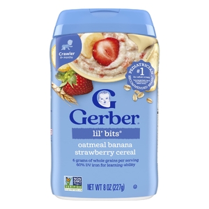 Gerber, каша для детей от 8 месяцев, овсянка, банан и клубника, 227 г (8 унций)
