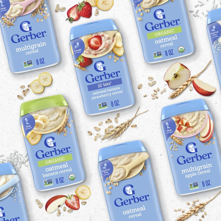Gerber, каша для детей от 8 месяцев, овсянка, банан и клубника, 227 г (8 унций)