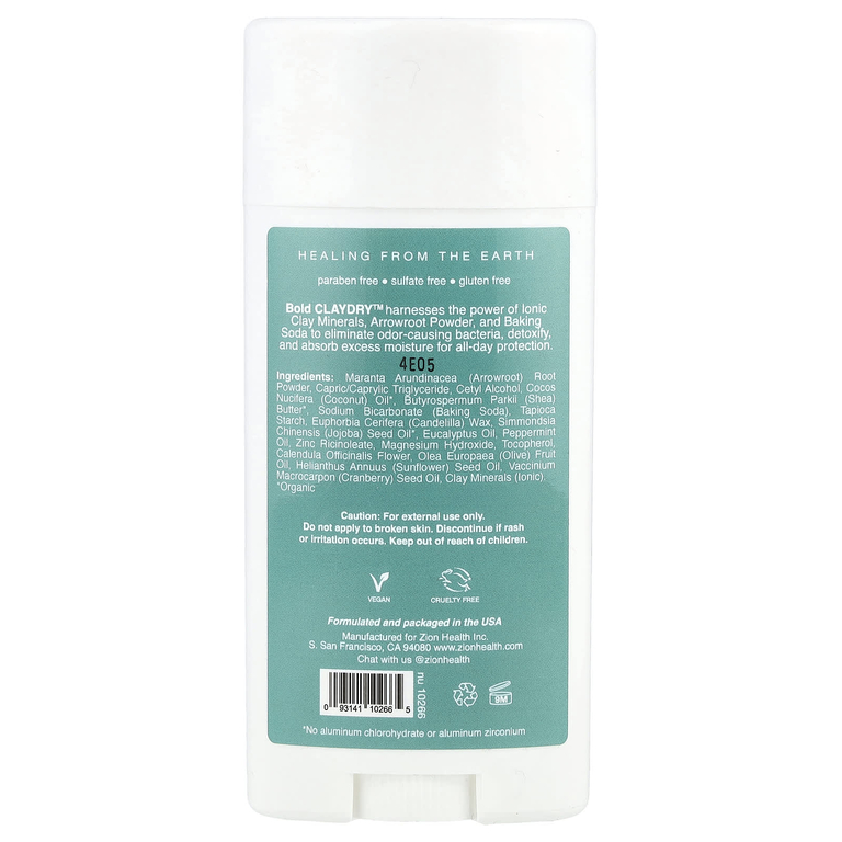 Zion Health, дезодорант, эвкалипт и мята, 80 г (2,8 унции)