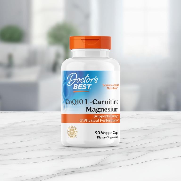 Doctor's Best, коэнзим Q10, L-карнитин и магний, 90 вегетарианских капсул
