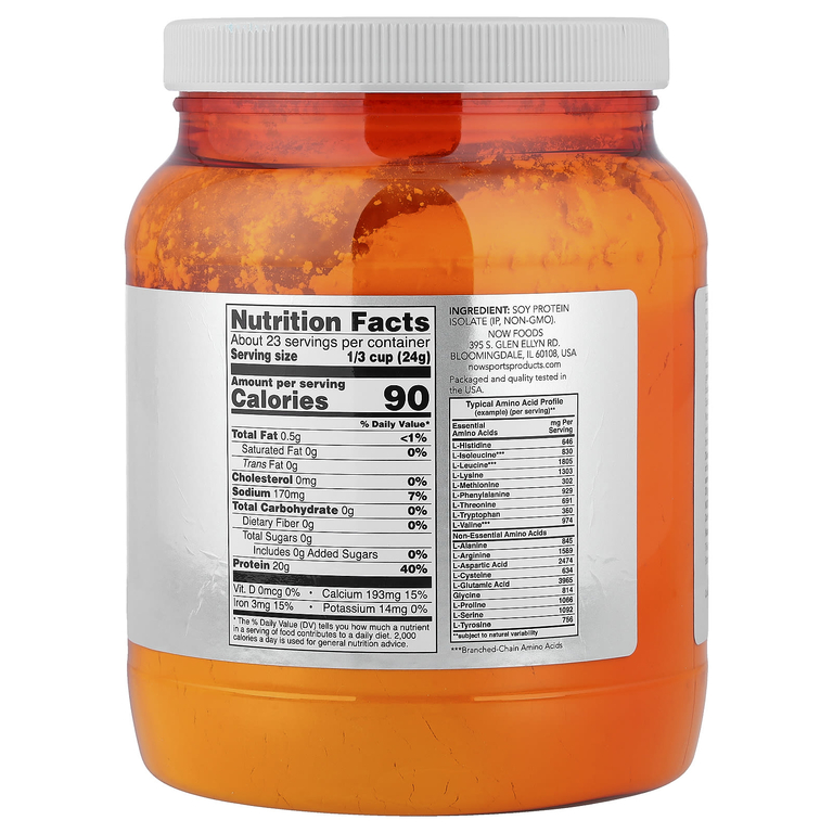 NOW Foods, Спорт, чистый изолят соевого белка, без добавок, 544 г (1,2 фунта)