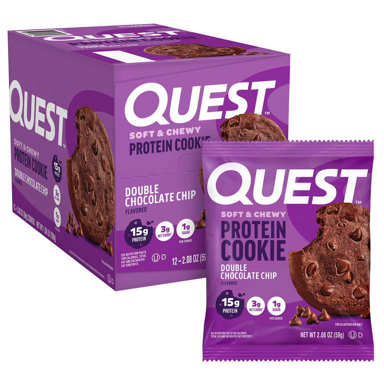 Quest Nutrition, протеиновое печенье, двойная шоколадная крошка, 12 штук, 59 г (2,08 унции)