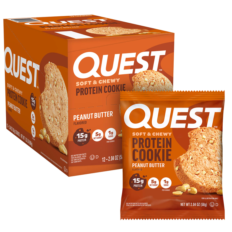 Quest Nutrition, протеиновое печенье, арахисовая паста, 12 штук, 58 г (2,04 унции)