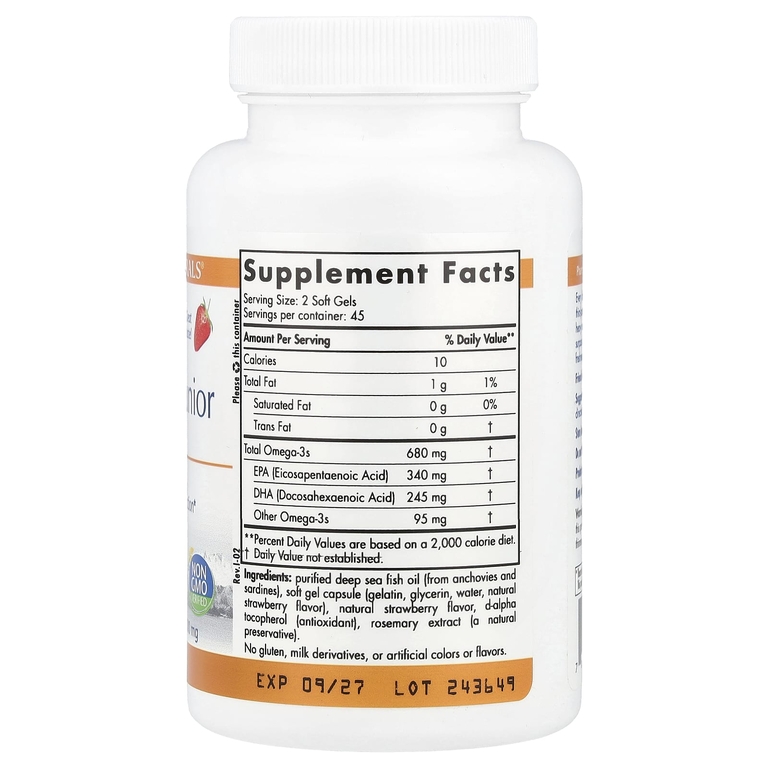 Nordic Naturals, омега-3, для детей от 5 лет, клубника, 90 желатиновых капсул (340 мг в 1 капсуле)