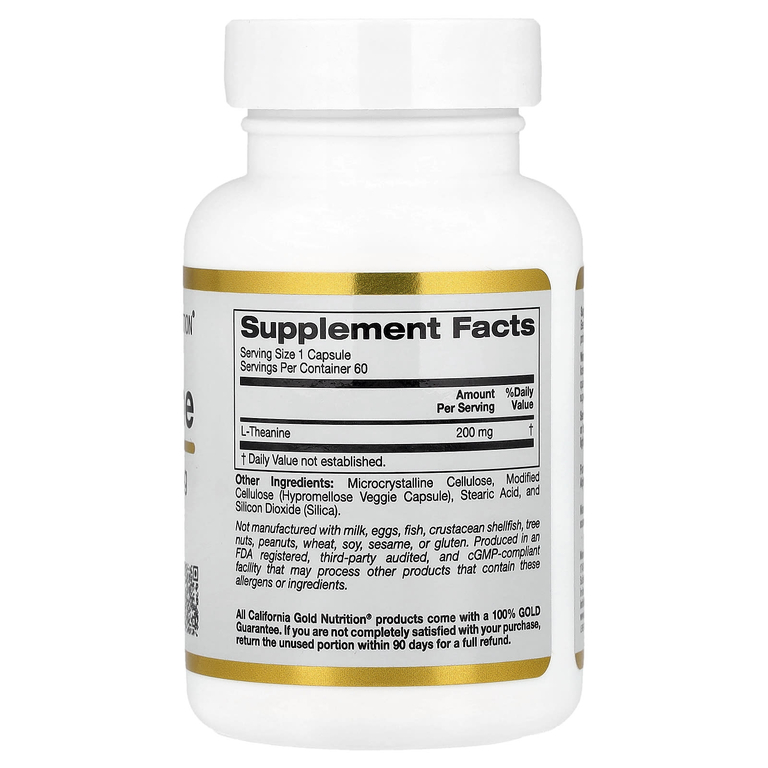 California Gold Nutrition, L-теанин, 200 мг, 60 растительных капсул