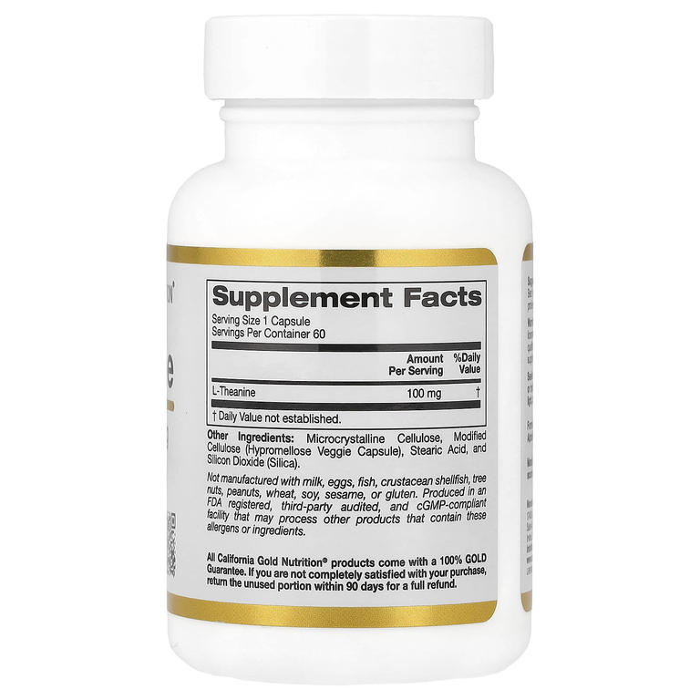 California Gold Nutrition, L-теанин, 100 мг, 60 растительных капсул