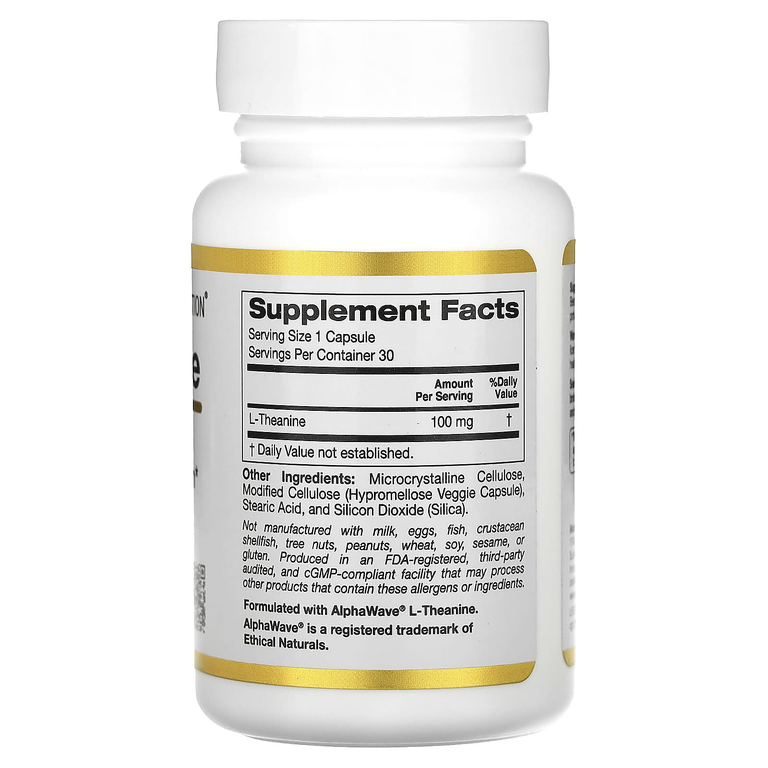 California Gold Nutrition, L-теанин, 100 мг, 30 растительных капсул