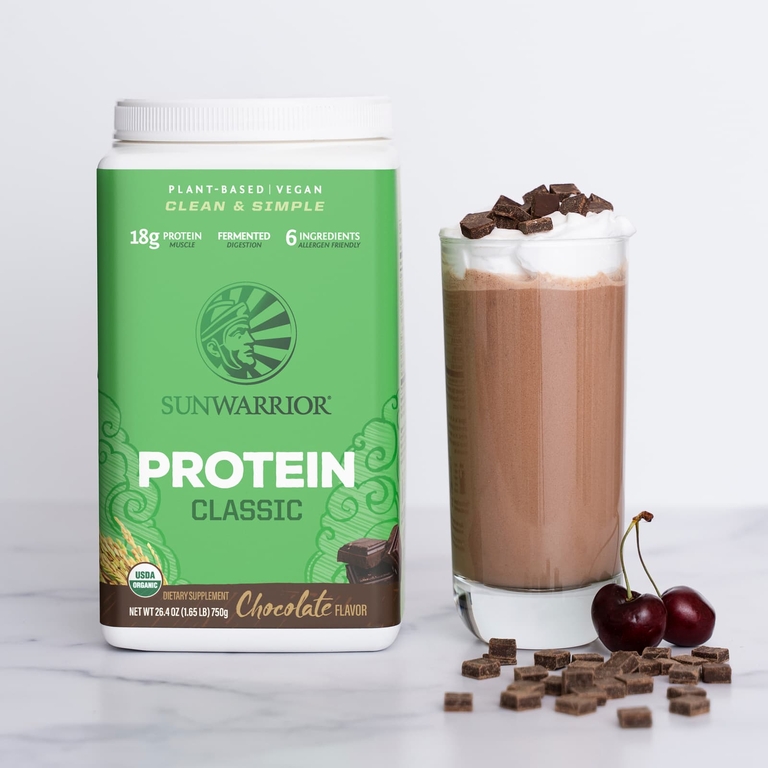 Sunwarrior, классический протеин, со вкусом шоколада, 750 г (1,65 фунта)