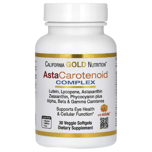 California Gold Nutrition, комплекс с лютеином, ликопином, астаксантином и витамином A, 30 вегетарианских капсул