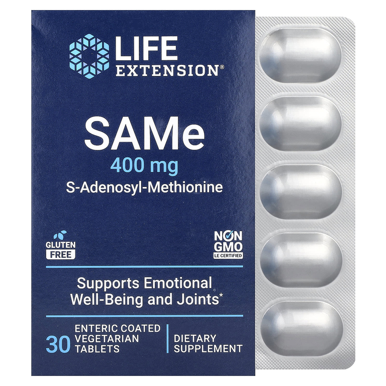 Life Extension, S-аденозилметионин, 400 мг, 30 вегетарианских таблеток, покрытых кишечнорастворимой оболочкой