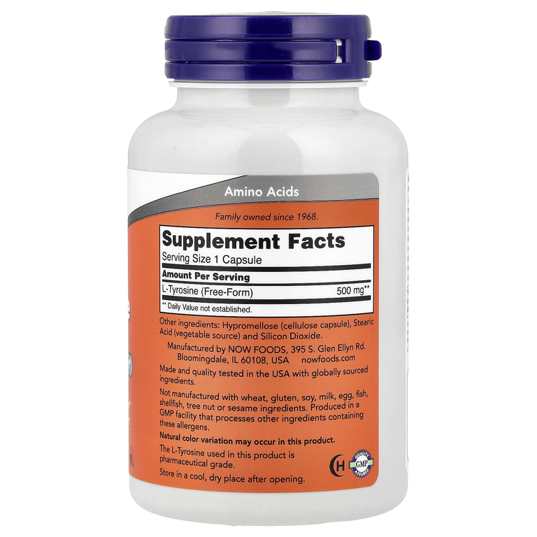 NOW Foods, L-тирозин, 500 мг, 120 капсул