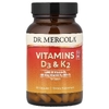 Dr. Mercola, витамины D3 и K2, 90 капсул