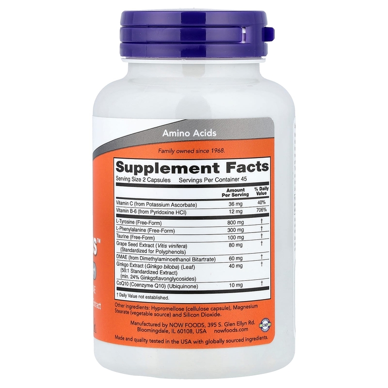 NOW Foods, комплекс для улучшения работы мозга и концентрации внимания, 90 растительных капсул