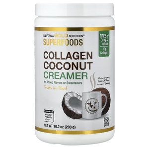 California Gold Nutrition, кокосовые сливки с коллагеном и сухим органическим кокосовым молоком, гидролизованным коллагеном, органическим тапиоковым мальтодекстрином и экстрактом бамбука, без подсластителей, 288 г