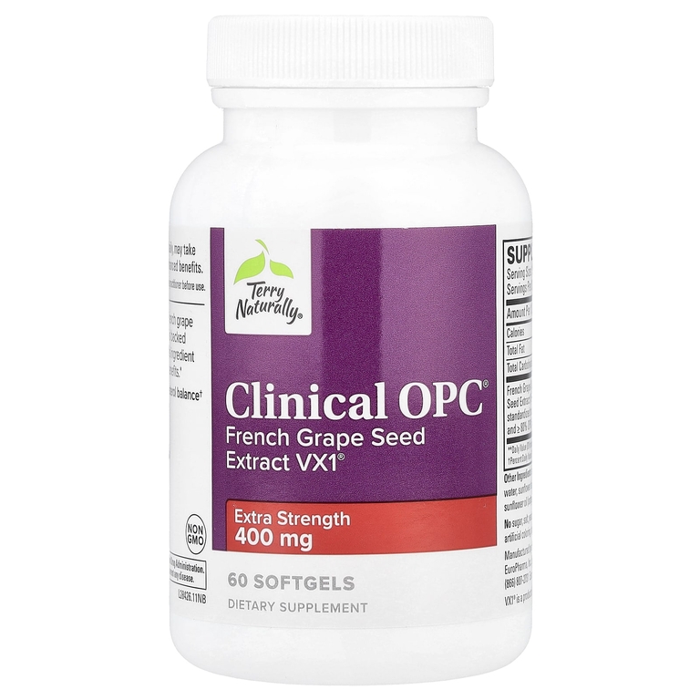 Terry Naturally, Экстракт косточек французского винограда (Vitis vinifera), 400 мг, 60 капсул