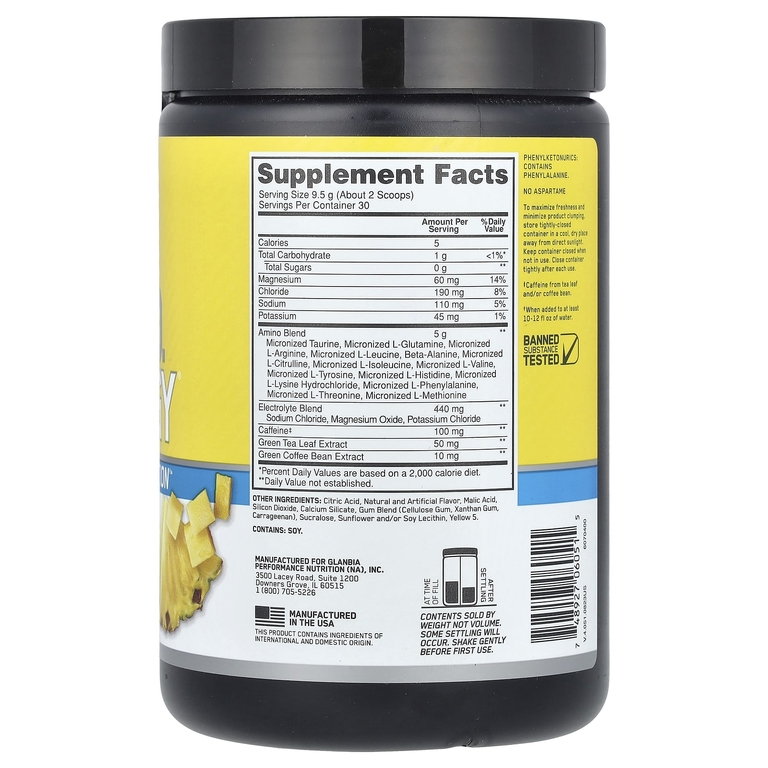 Optimum Nutrition, аминокислоты и электролиты, ананасовый твист, 285 г (10,05 унции)
