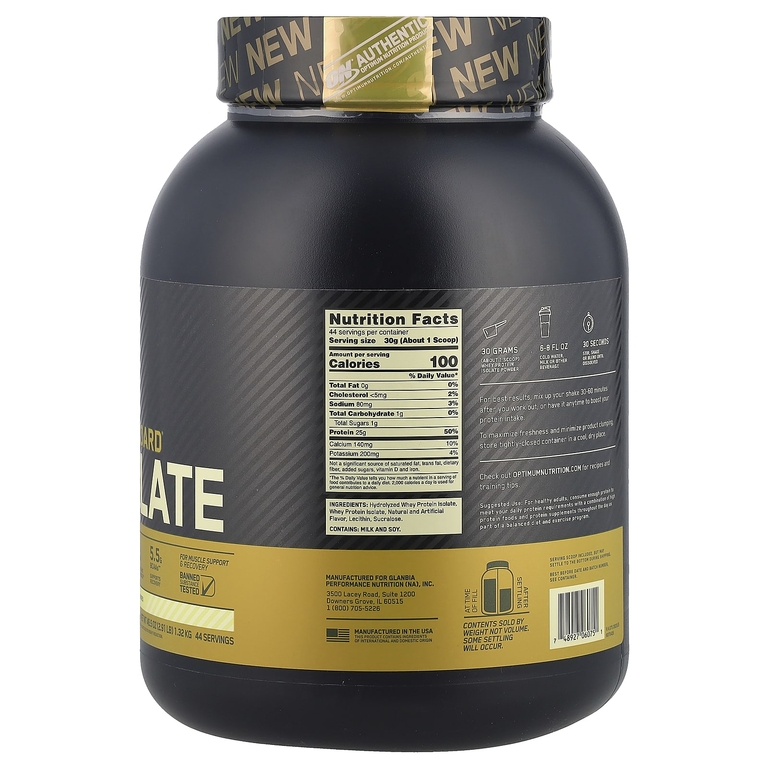 Optimum Nutrition, изолят сывороточного протеина, со вкусом ванили, 1,32 кг (2,91 фунта)