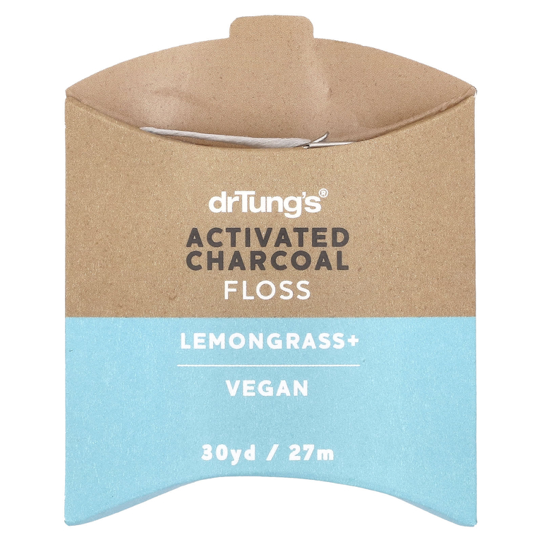Dr. Tung's, Зубная нить с активированным углем, лемонграсс, 27 м (30 ярдов)