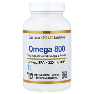 California Gold Nutrition, рыбий жир с омега-3, в форме триглицеридов, 90 капсул из рыбьего желатина (1000 мг в 1 капсуле)