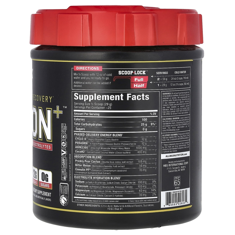 ALLMAX, CARBION+, с электролитами, вкус голубой лед, 725 г (25,6 унции)