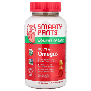 SmartyPants, органические мультивитамины и омега-кислоты для женщин, со вкусом малины, лимона, лайма и винограда, 120 жевательных таблеток