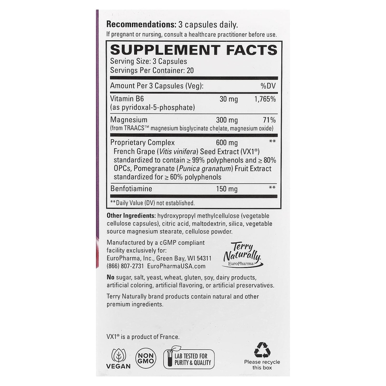 Terry Naturally, клинически подтверждённый OPC® Heart, 60 капсул