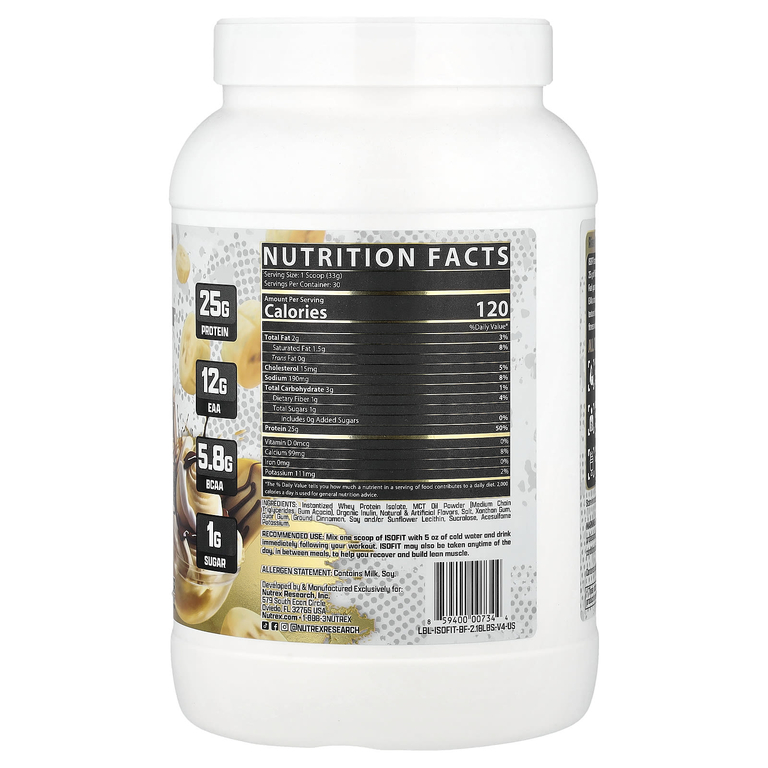 Nutrex Research, IsoFit Protein, протеин, со вкусом банана, 990 г (2,18 фунта) (Товар снят с продажи) 