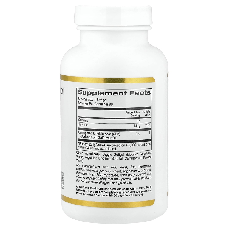 California Gold Nutrition, Clarinol, КЛК, конъюгированная линолевая кислота, 1000 мг, 90 мягких таблеток