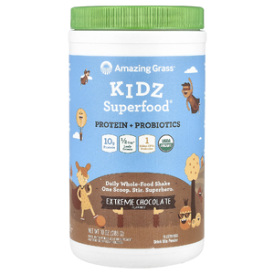 Amazing Grass, Kidz Superfood®, протеин и пробиотики, экстремальный шоколад, 285 г (10 унций)