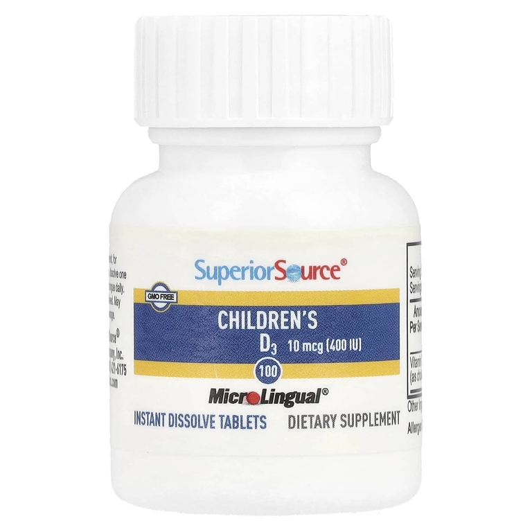Superior Source, D3, для детей, 10 мкг (400 МЕ), 100 быстрорастворимых таблеток MicroLingual®